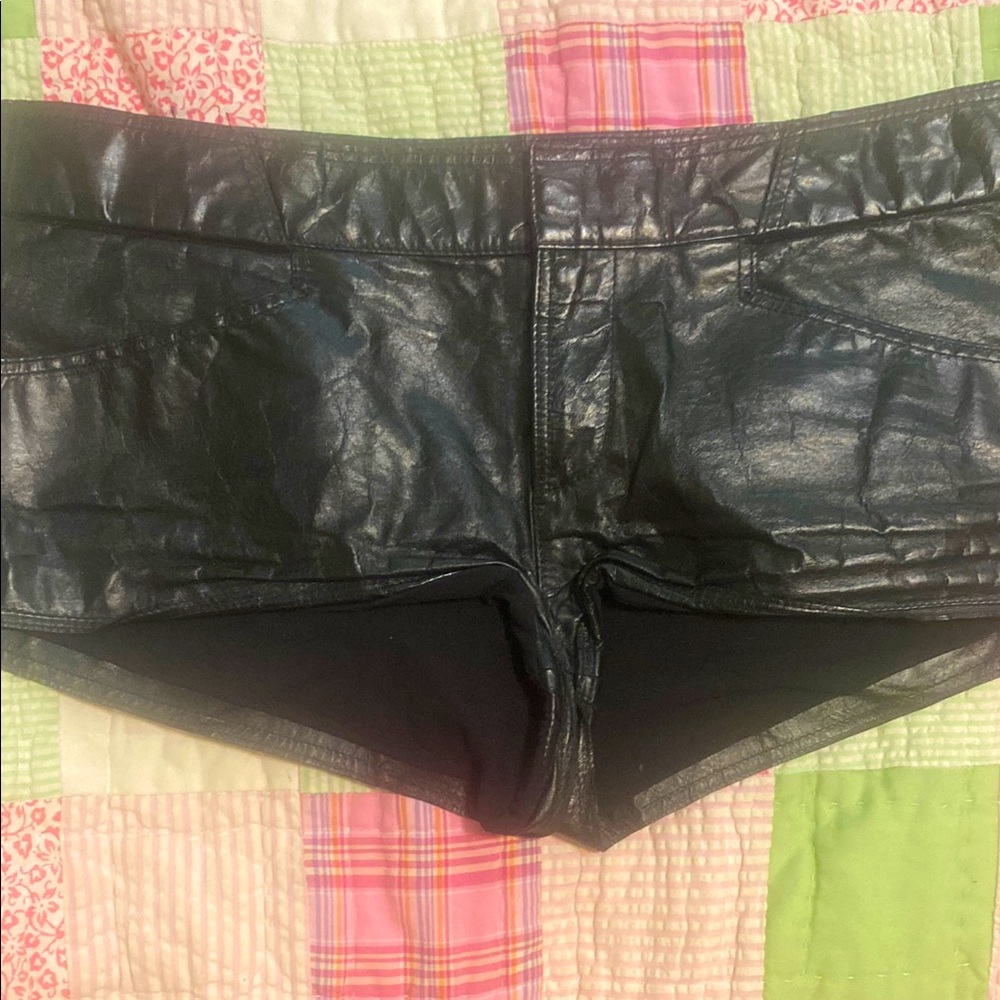 Theyskens' Theory Black Leather Shorts